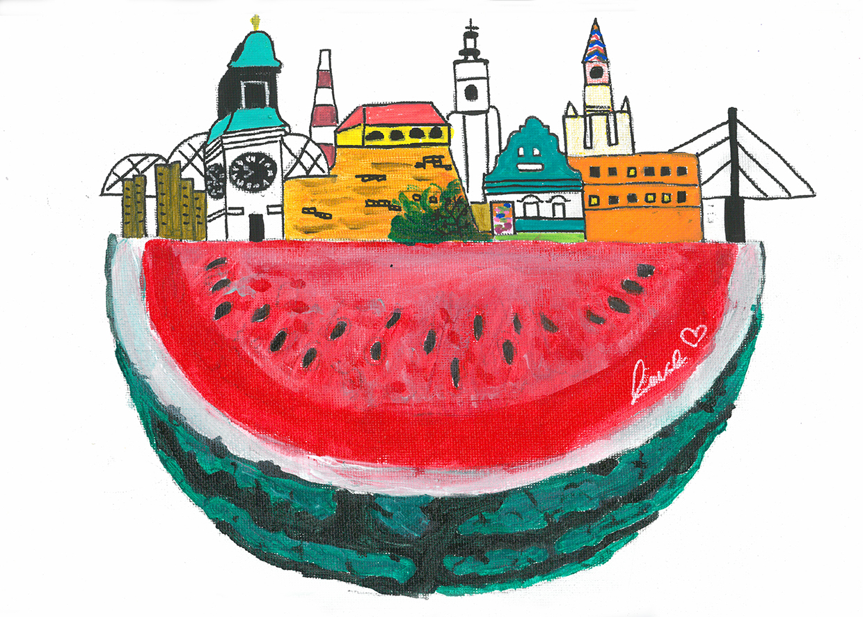 Ilustracija Novog Sada na lubenici – Foto Star Elit